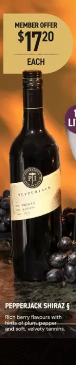Pepperjack -  Shiraz 4 offers at $17.2 in Dan Murphy's