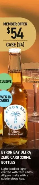 Byron Bay - Ultra Zero Carb 230ml Bottles offers at $54 in Dan Murphy's