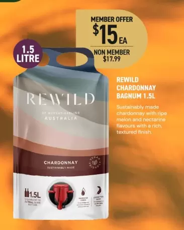Rewild - Chardonnay Bagnum 1.5l offers at $15 in Dan Murphy's