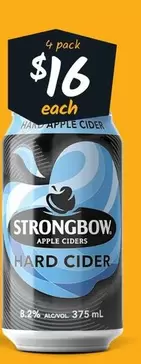 Strongbow - Hard Cider 8.2% Cans 375ml offers at $16 in Cellarbrations
