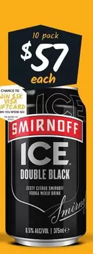 Smirnoff - Ice Double Black 6.5% Premix Cans 375ml offers at $57 in Cellarbrations