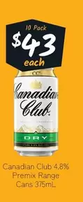 Canadian Club -  4.8% Premix Range Cans 375ml offers at $43 in Cellarbrations