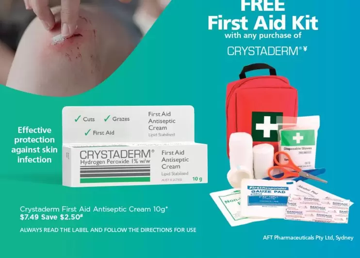 Crystaderm - First Aid Antiseptic Cream 10g offers at $7.49 in Good Price Pharmacy