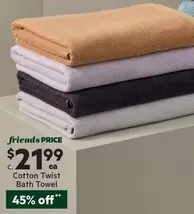 Cotton Twist Bath Towel offers at $21.99 in Harris Scarfe
