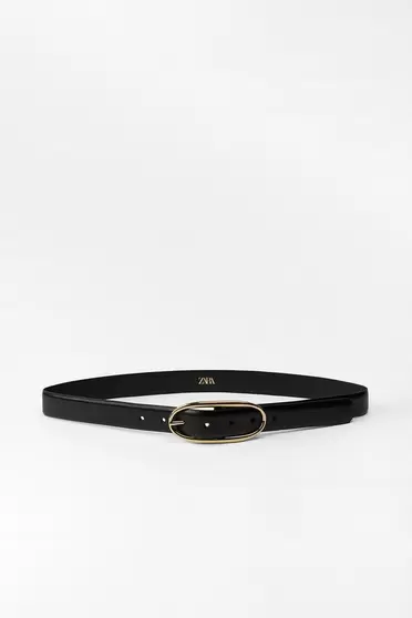 LEATHER BELT WITH OVAL BUCKLE offers at $69.95 in Zara