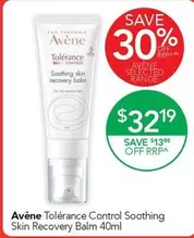 Avene - Tolerance Control Soothing Skin Recovery Balm 40ml offers at $32.19 in TerryWhite Chemmart