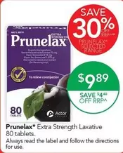 Prunelax - Extra Strength Laxative 80 Tablets offers at $9.89 in TerryWhite Chemmart