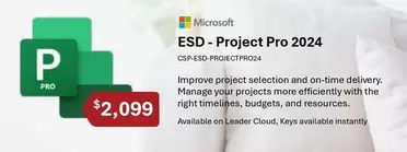 Microsoft - Project Pro 2024 offers at $2099 in Leader Computers