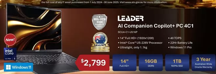 Companion Copillot+ Pc 4c 1, Full Wireless Headphones offers at $2799 in Leader Computers