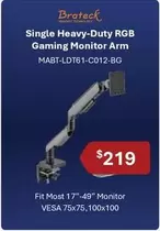 Brateck -  Single Heavy-duty RGB Gaming Monitor Arm offers at $219 in Leader Computers