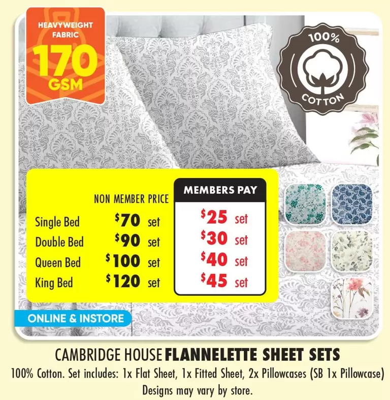 Cambridge House Flannelette Sheet Sets offers at $70 in Lincraft