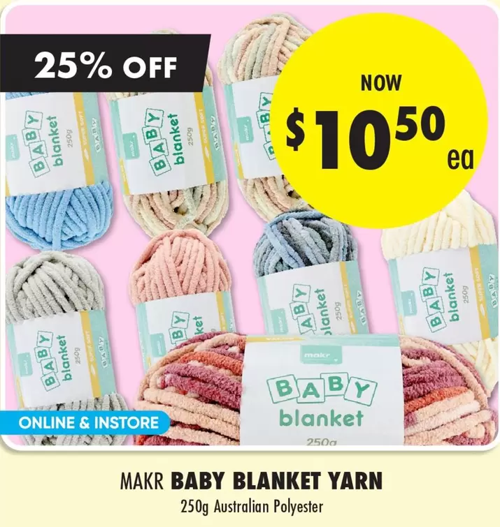 Makr - Baby Blanket Yarn offers at $10.5 in Lincraft