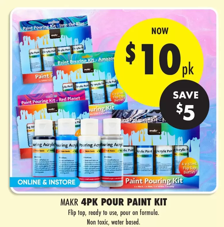 Makr - 4pk Pour Paint Kit offers at $10 in Lincraft