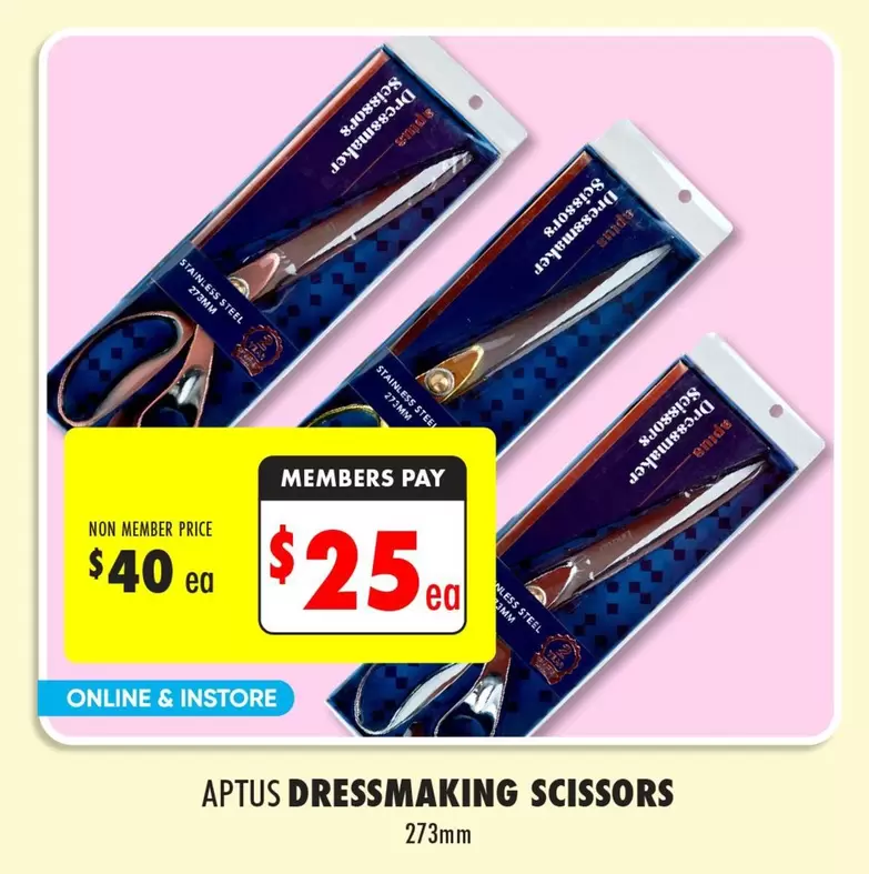 Aptus - Dressmaking Scissors offers at $40 in Lincraft