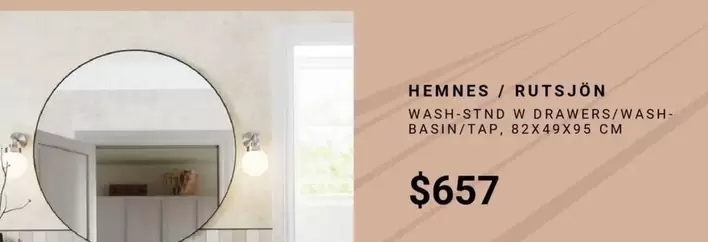 Hemnes / Rutsjon Wash-Stnd W Drawers/Wash-Basin/Tap 82X49X95cm offers at $657 in IKEA