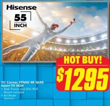 Hisense - 55" Canvas S7nau 4k Qled Smart Tv 2024 offers at $1295 in The Good Guys