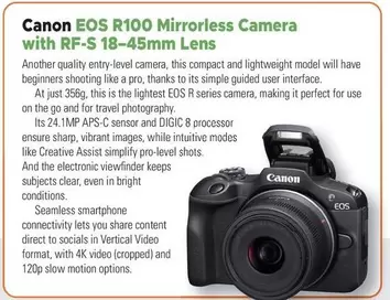 Canon - Eos R100 Mirrorless Camera With Rf-s 18-45mm Lens offers in JB Hi Fi