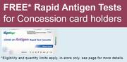 Free Rapid Antigen Tests for Consession card holders deal at 