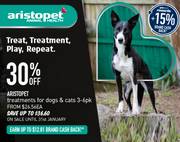 30% off Aristopet treatments for dogs & Cats 3-6pk deal at 