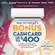 Receive a bonus cash card up to $400 deal at 